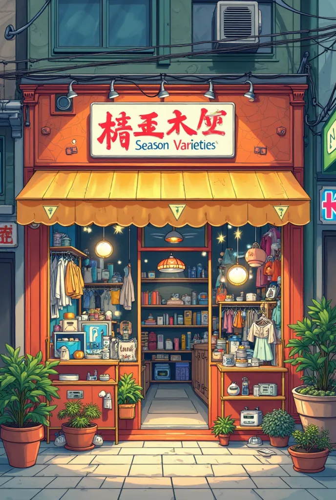 Enter store name "Moon Season varieties" Insert Icons /household utensils designs, clothes,  Electronics 