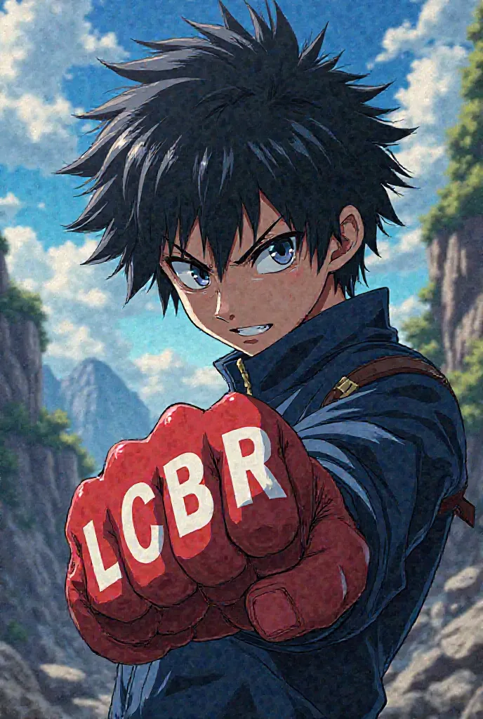 An anime character who has the word LCBR written on his fist