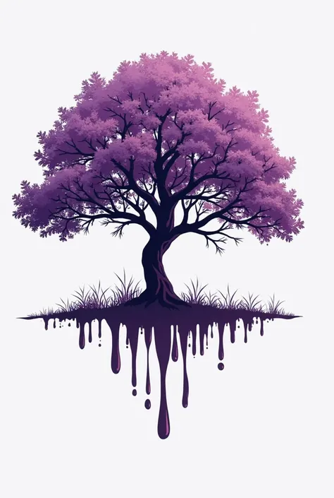 Generate a logo that says promo ISAACA ATIE Y and below that says IGNITUM that is well done purple in the middle that there is an oak tree and that says 2025 and that has the design as if it were leaking so beautiful 