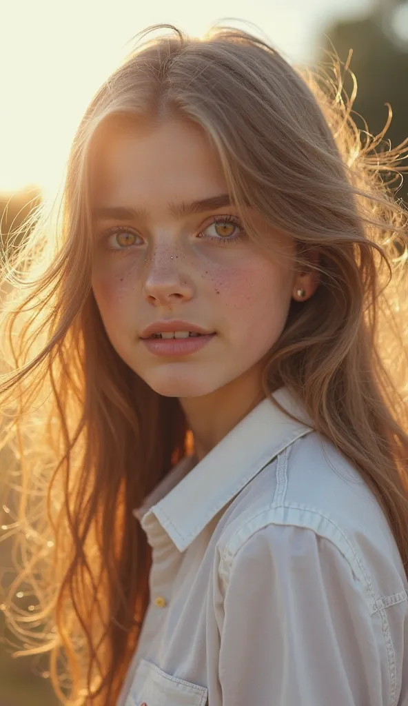 gentle girl , beautifulе лицо, clear face painting,  slim ,  in full, long hair, wind, white shirt closed with a collar, weightlessness, tenderness,  calm , яркие glare,  clear drawing , good quality 
Lots of details, bright sun rays, сильный wind, glare, ...