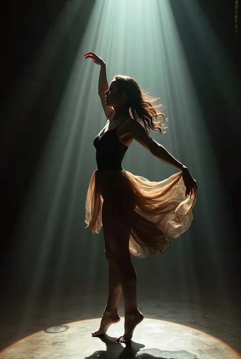 1. "An artistic portrait of a dancer mid-motion, long exposure capturing graceful movement, dramatic stage lighting casting unique shadows. Wide-angle lens (35mm, f/1.8) for dynamic composition. 16:9 frame."