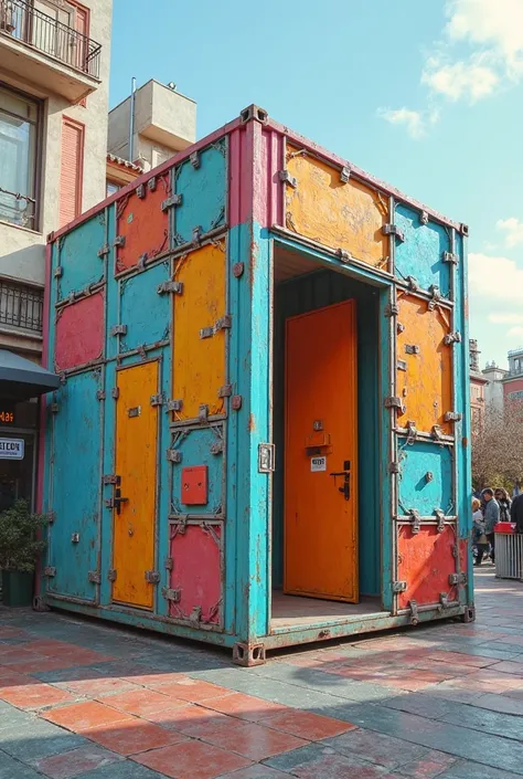 créer un container avec plusieurs portes qui ouvre sur des toilettes publiques 