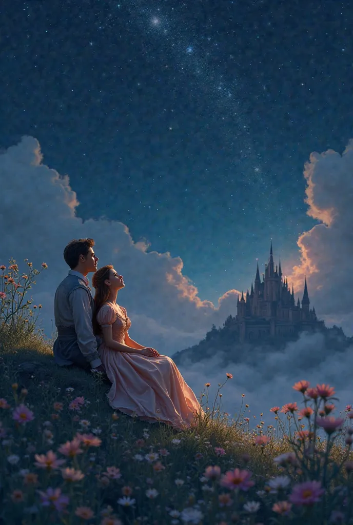 Make a princess and a prince stargazing
