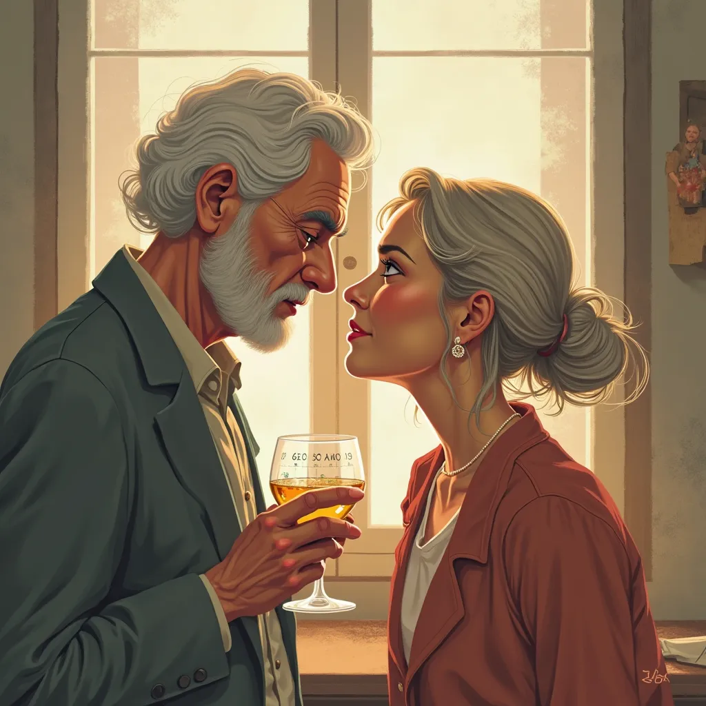 Create a defect-free illustration, For a card that captures the essence of "That Summer Just Our", an idea would be a romantic illustration The "future self" would be a subtle way of representing that Maria and Tomás still have a connection, even after sev...