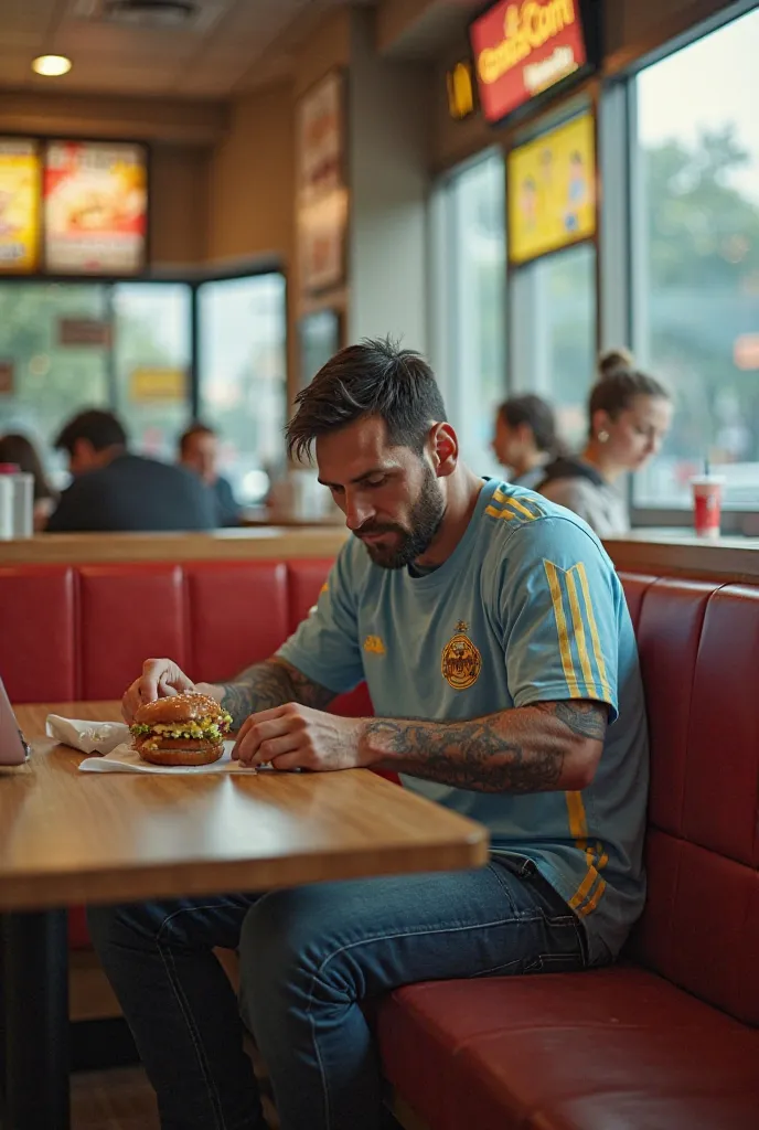 Messi seating in mcdonalds
