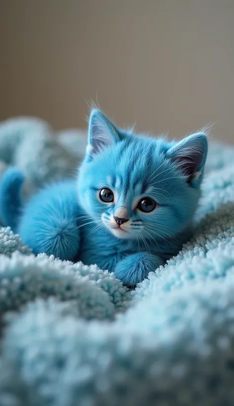 Blue kitten sits on the cover