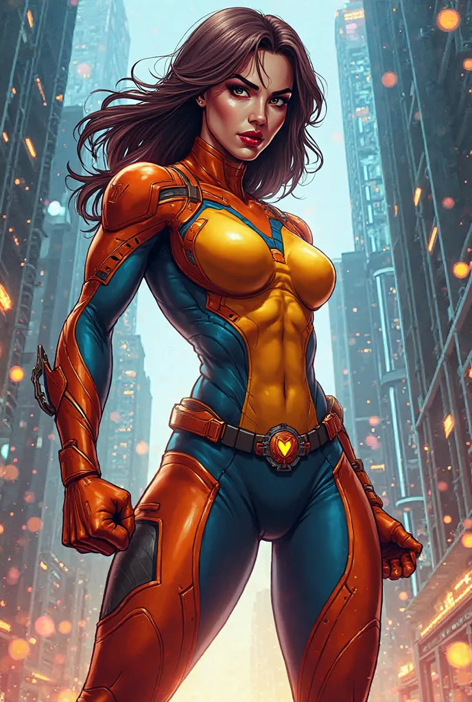 Comic art style female super warrior hero