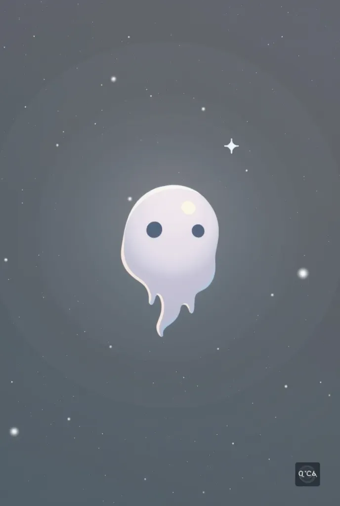 Create a video game app icon for ghost asteroid. It should be simple and clean. Flat design. Apple logo inspired.