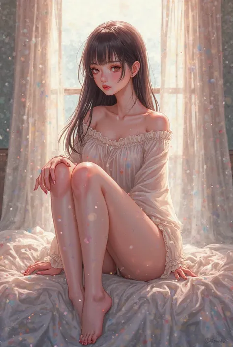 Anime girl with sexy crossed feet