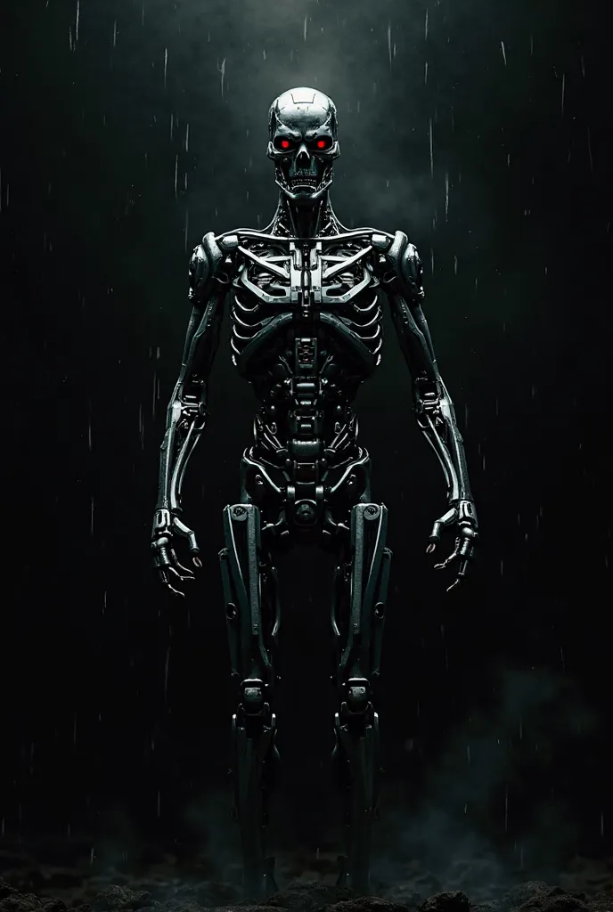 Terminator: The Terminator movie, half robot,  black background, 4K