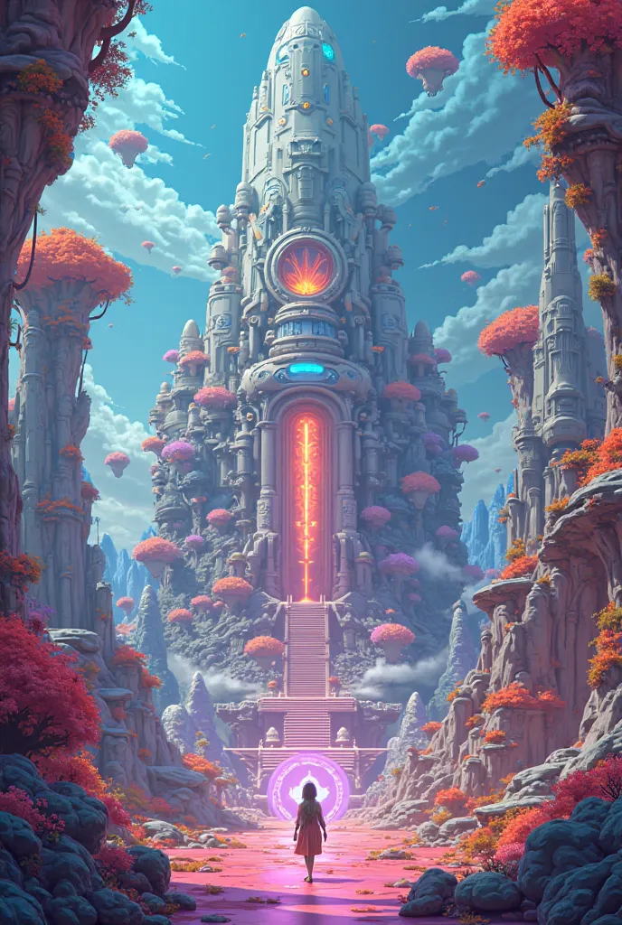 cartoon style futuristic temple and environments