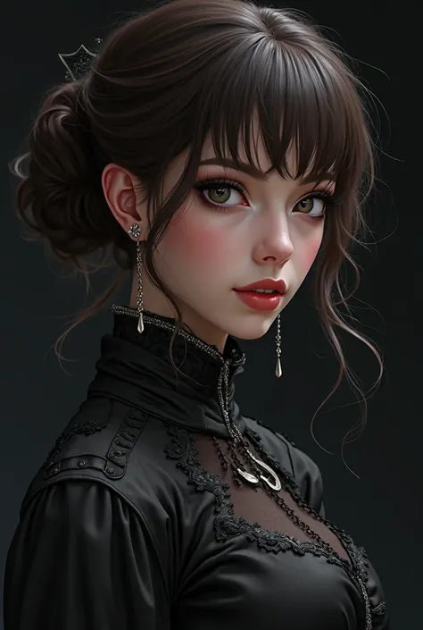 Nico Robin as an avatar, with a dark black and white background behind her and wearing Victorian-era clothing, is very pretty and resembles her anime drawing, And it looks real Like real actresses.