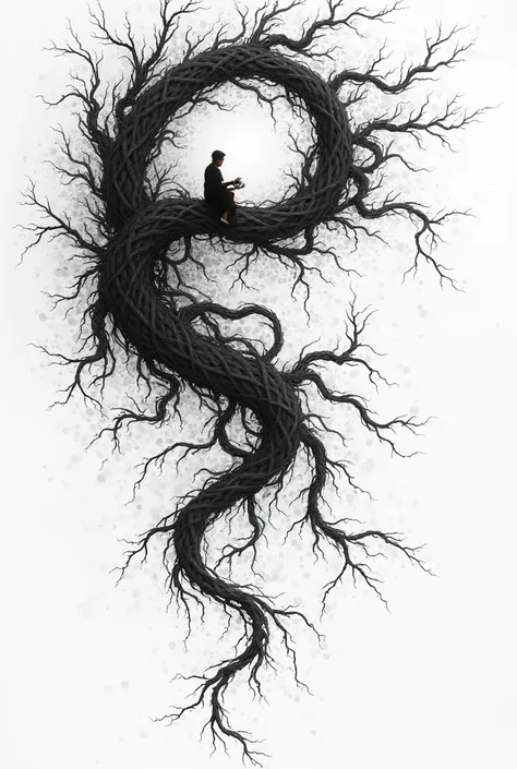 drawings made with ink of dark vines throughout the design and a transparent png background 
