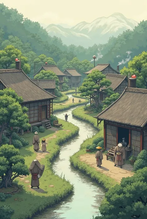 Feudal Japanese village 