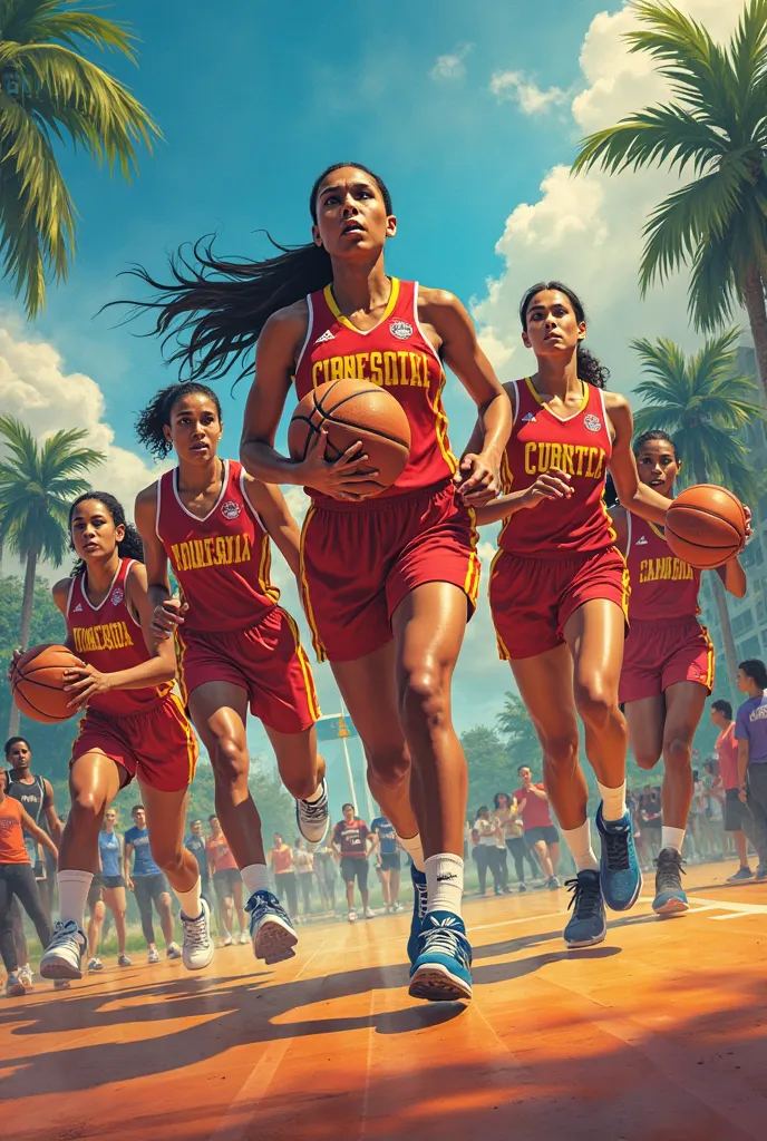 Advertising image of the women's basketball team from the University of Costa Rica, headquarters of the Caribbean 