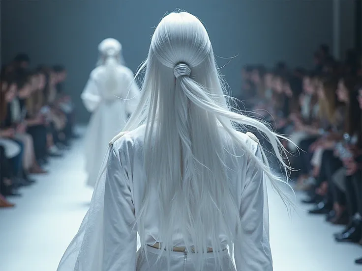 With long white hair, Kazemaru adds a touch of mysticism and elegance to his runway look. His hair is impeccably smooth, falling softly over his shoulders and back, with a slight curl that transmits the feeling of fluidity, Like the ice he controls. The si...