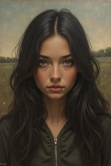 black-haired woman brown eyes in a painting 