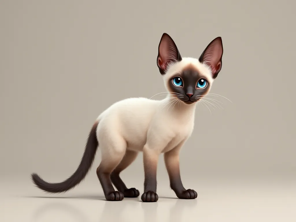 Siamese cat with a photorealistic style 