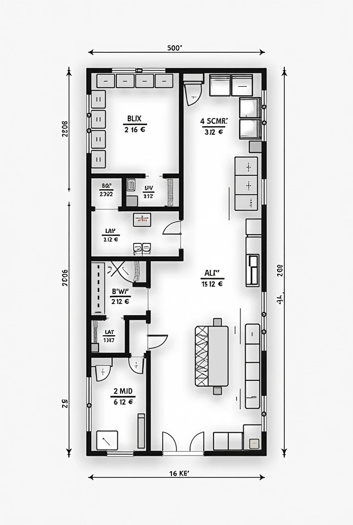 Create a building plan for me because I can by sign should consist of three rooms and must be written how big it is and a bit simpler 