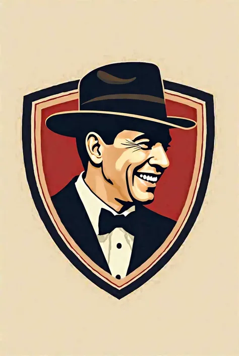 I want a shield-like logo for a tango academy that includes Gardel's smile and hat 