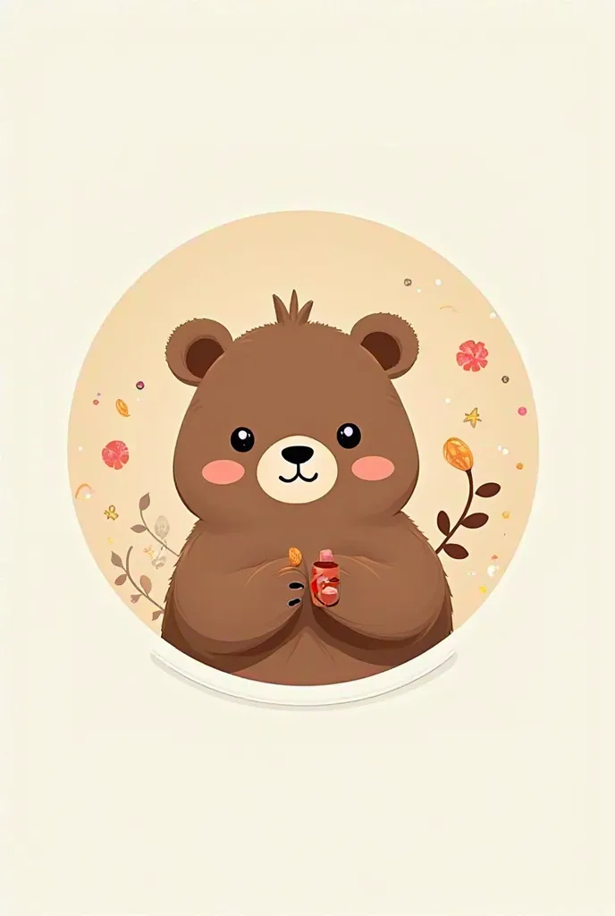 Circular logo for smoothies with a cute brown bear