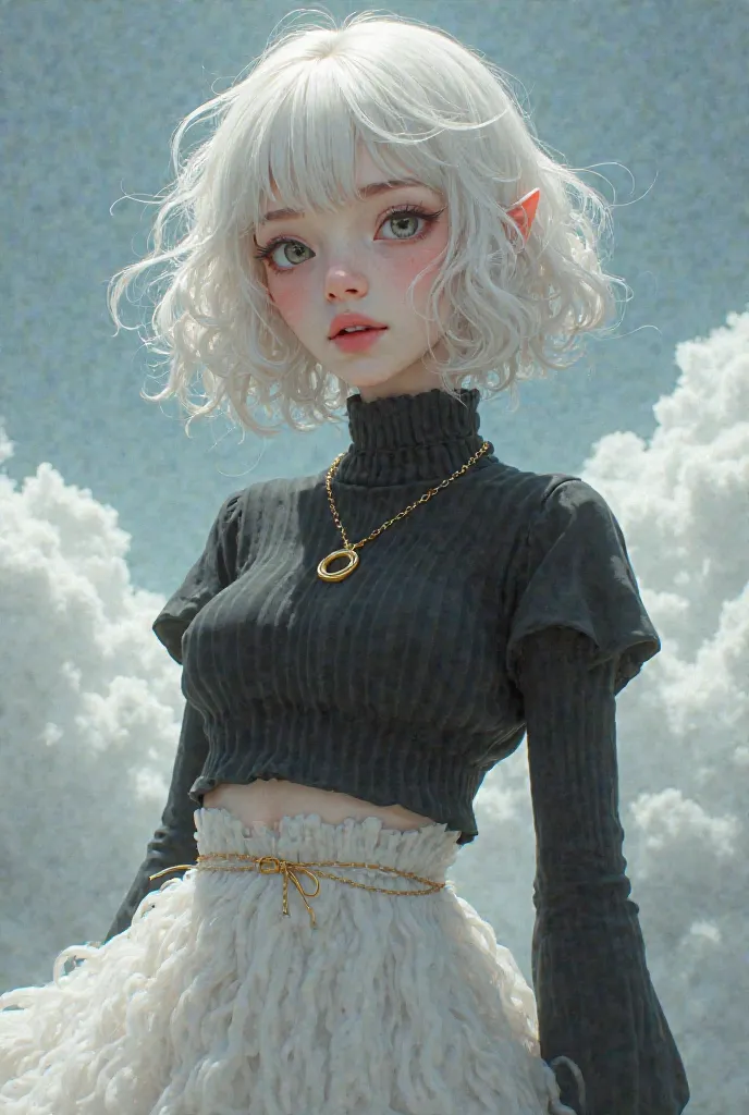 Irene, beautiful and sweet monster girl, with pretty curvy. but her hair is pretty short and wavy, On the bottom she wore a long skirt, looks pretty fluffy, the girl's hair is not docile. Her whole body in white, but her lips are pretty plump, soft pink. S...