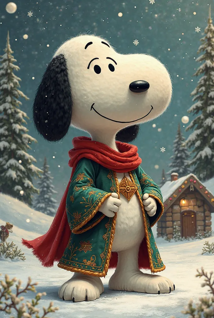 Create an image of Snoopy as if he were Dharius from the Santa poster 