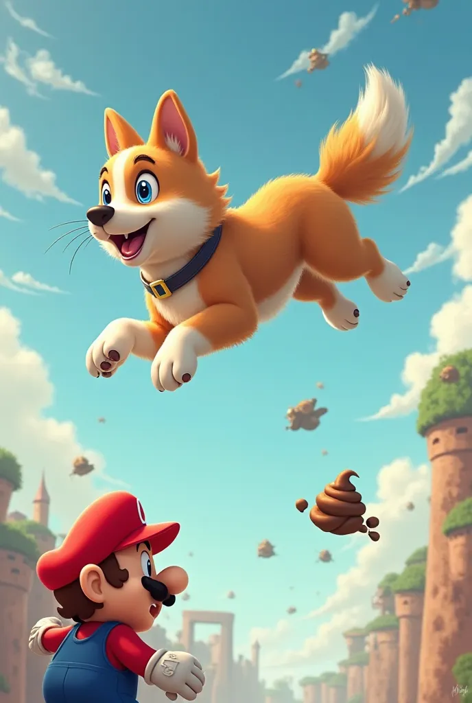 Make a dog fly and then he pooped on Mario