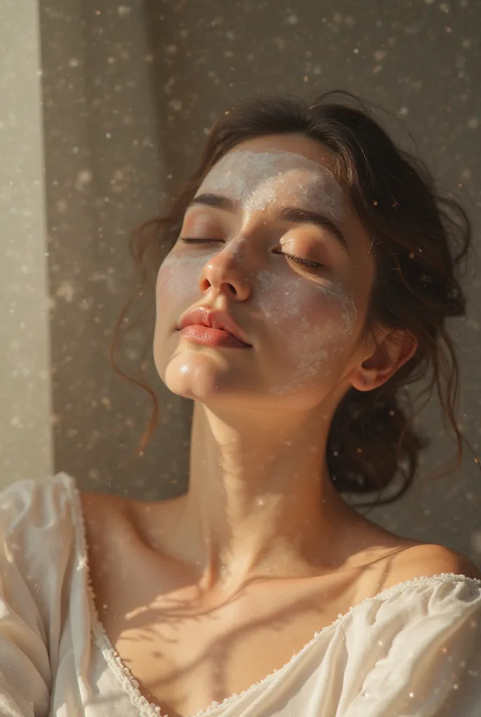 An iranian woman using a lucid mask of gel on her face. Closing her eyes and sleeping.