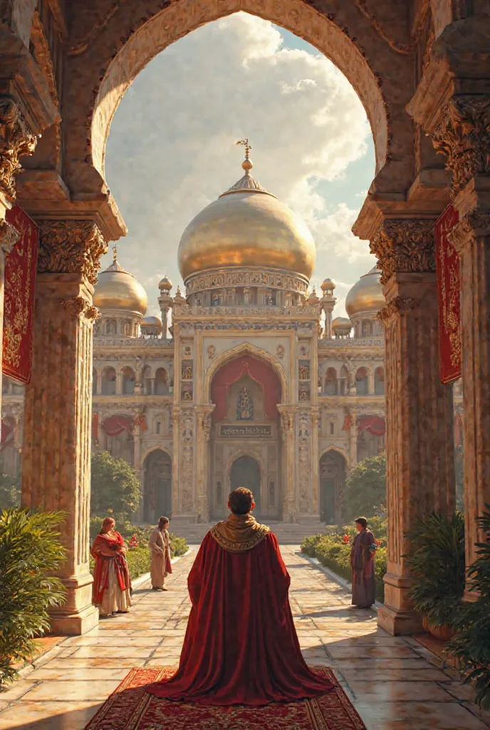 The King’s Palace**
- **Description**: The grand palace of King Zahoor, with intricate architecture, golden domes, and lush gardens. The king is seated on his throne, surrounded by advisors and guards. The atmosphere is calm but tense, as news of the dange...