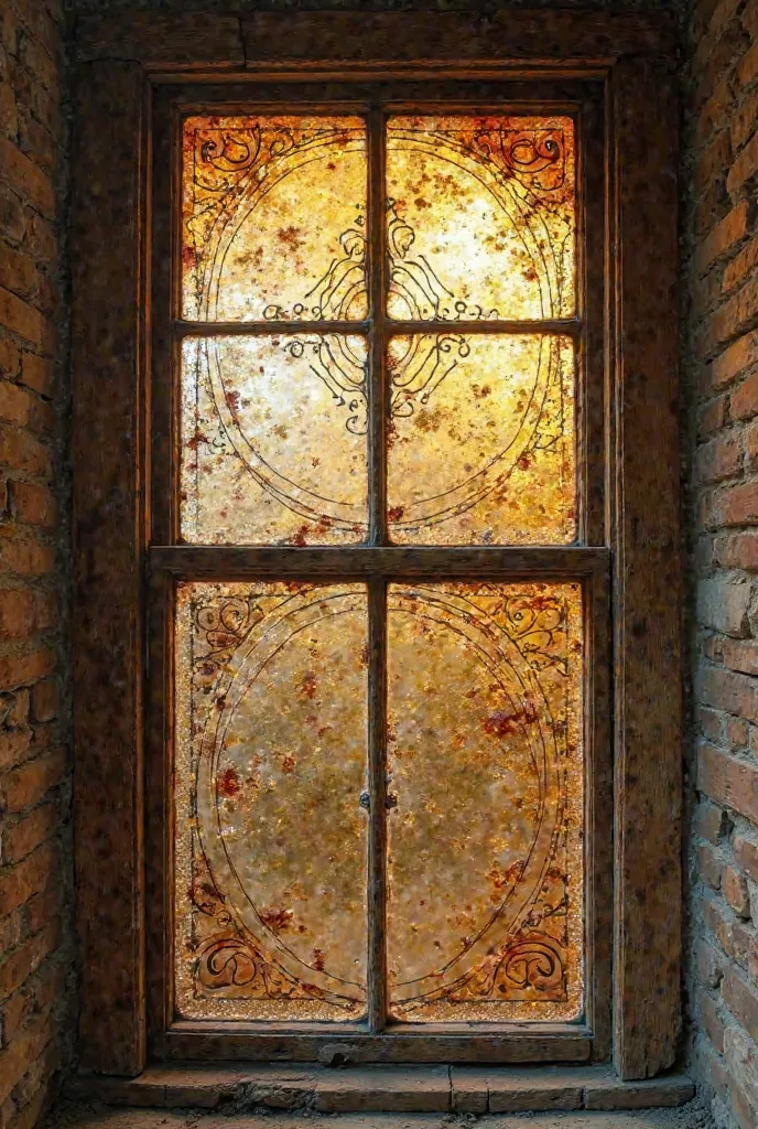 A closeup image of a brown window glass