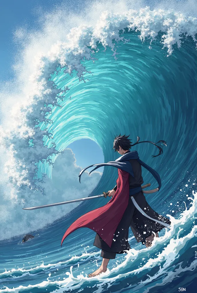 create full body pose your own creativity Kisame will stand in the bottom right corner and strike Samehada (his sword) downward, creating a wave that moves across the entire screen. This will highlight Kisame’s water power, and we can even add a shark alon...