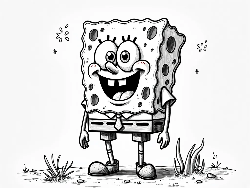 Make a BobSponge coloring book in black and white