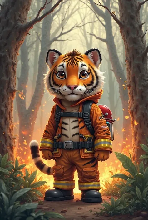 Cute firefighter tiger