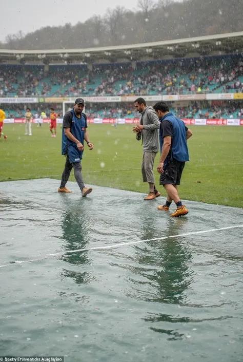 With the rain showing no signs of stopping and ground staff unable to clear the water pooling on the covers protecting the playing surface, match officials had no choice but to abandon the Group B encounter