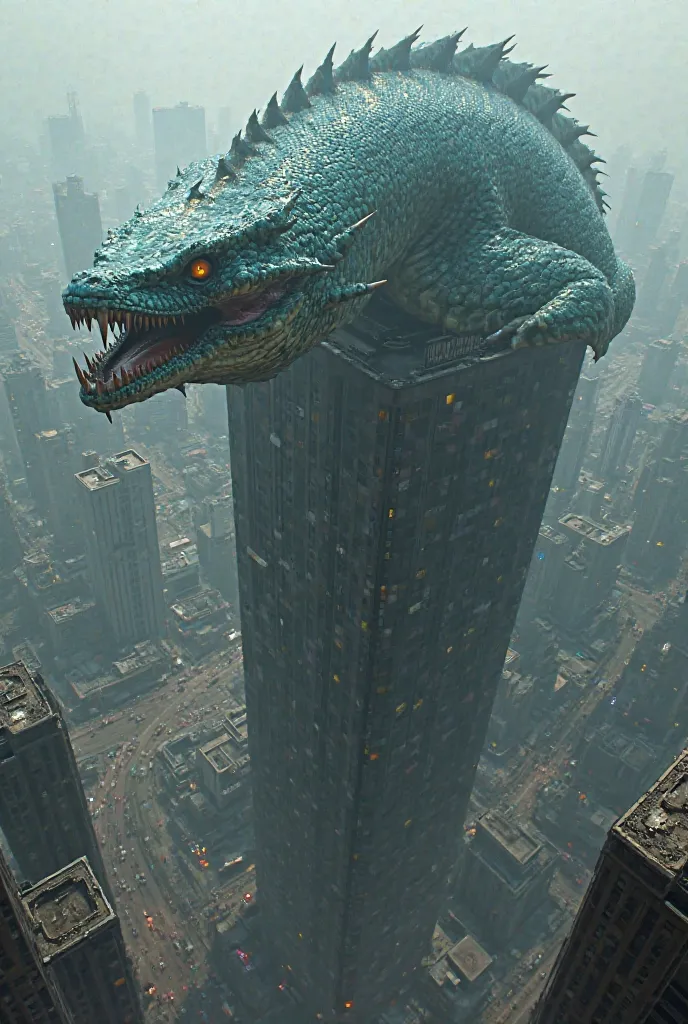 Leviathan monster on top of a building 