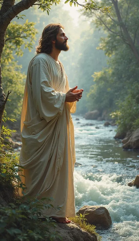 Jesus Christ near a river 