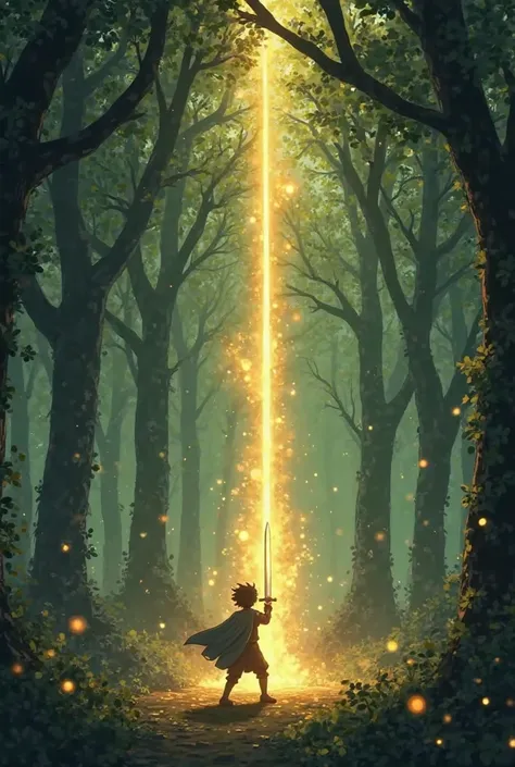 Scene Example (Forest Battle):**  
"Epic anime scene. Jack fights shadow creatures in a dark enchanted forest. Golden light bursts from his sword, illuminating glowing runes. Dynamic angle, particles of light floating, dramatic shadows, Studio Ghibli-inspi...