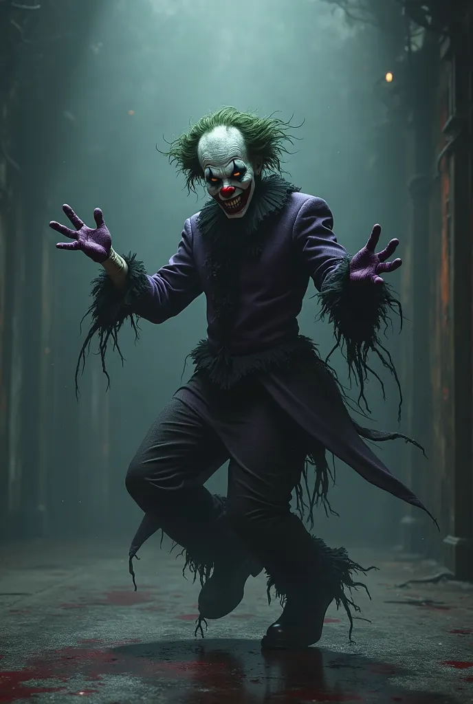 Clown villain dancing black and purple 