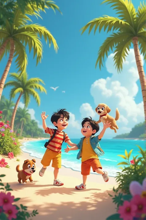 The Pixar-like taekook on an island with Yeontan and Bam 