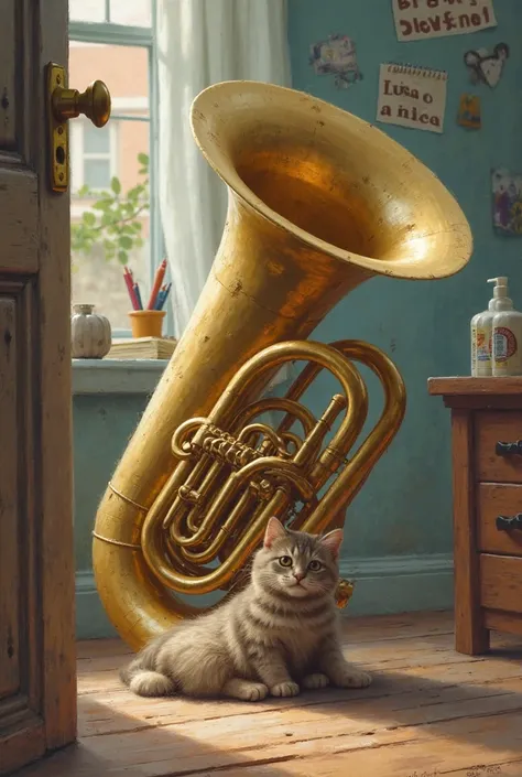 Tuba taking out cat-shaped poop