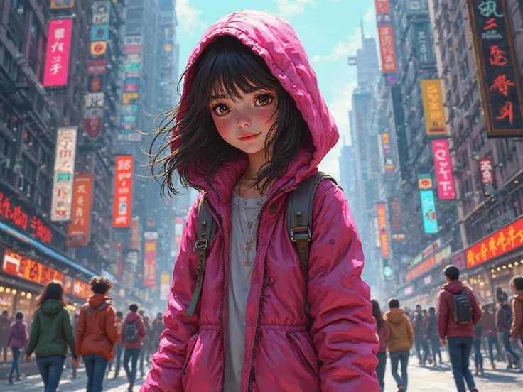 Picture of Little Pink Riding Hood, 15-year-old , Wear a pink jacket, In the big city with great adventures