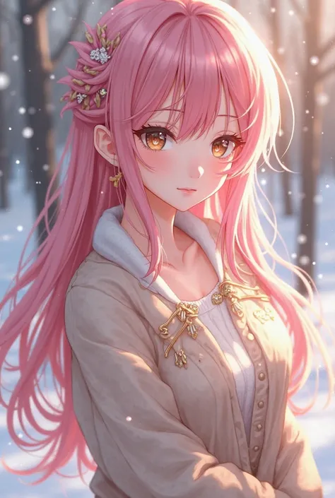 Megurine Luka cute adult casual clothes G pan winter walk upper body pink hair sexy
20才長い髪,  upper body