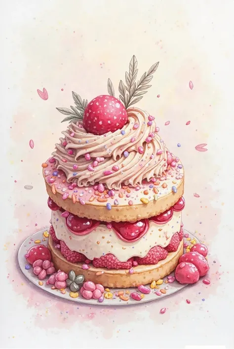 Dessert drawing with pastel colors 