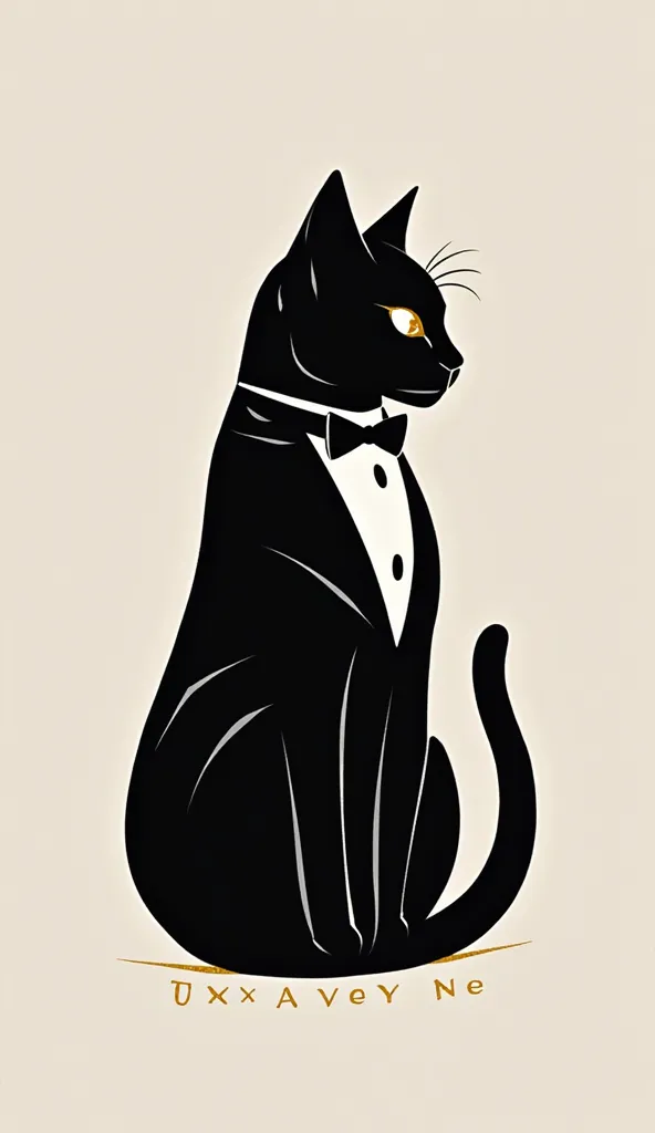 A minimalist and elegant logo of a black tuxedo cat with white details, designed in a modern and sophisticated style. The cat is in profile, with a mysterious and refined posture. The typography is modern sans-serif, with 'TuxAvenue' harmoniously integrate...