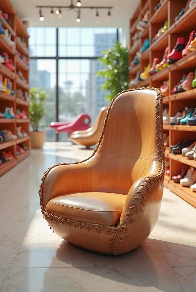 A chair in a shoe shop