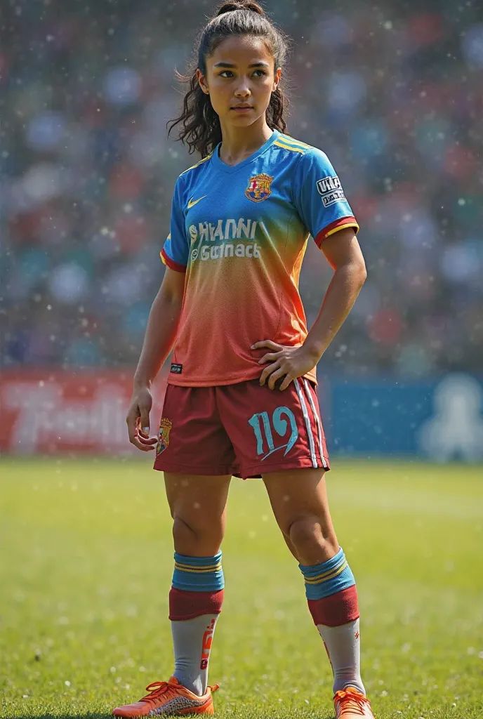 Woman in soccer uniform 