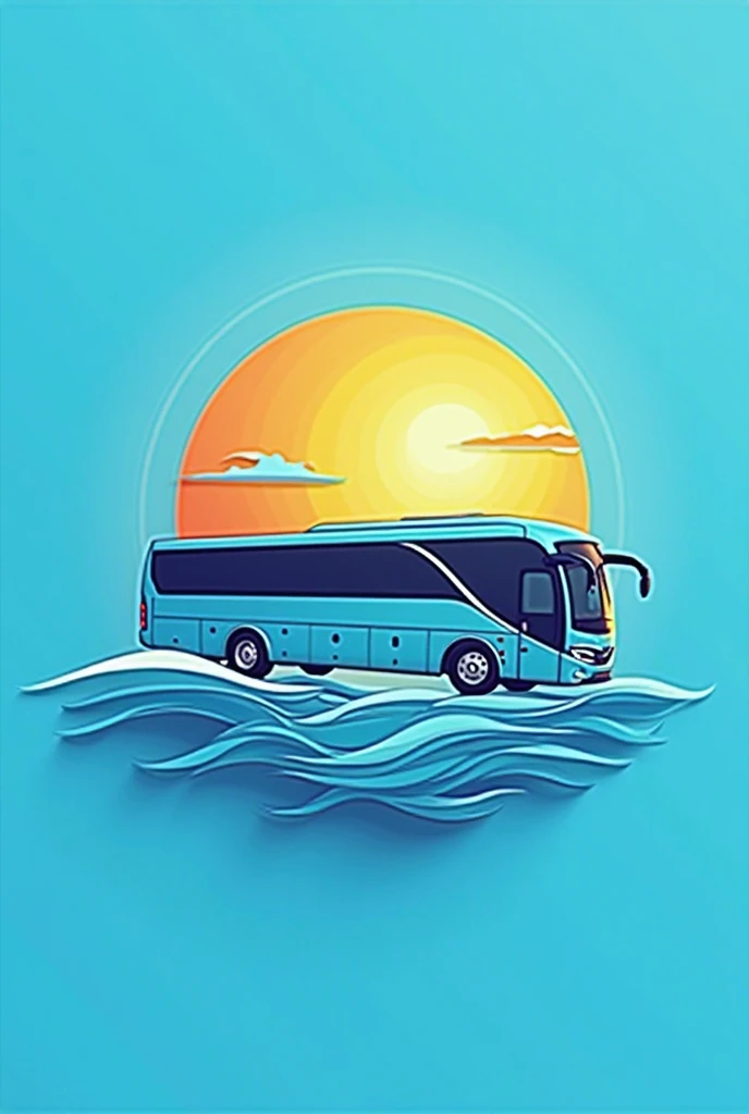 A logo of a tourism agency called União Tour, Bus agency. The theme may be a blue that reminds of the sea and a radiant sun
