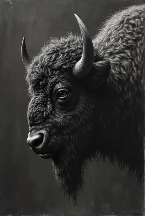 Bouc dark dessin realiste corne tête de profil