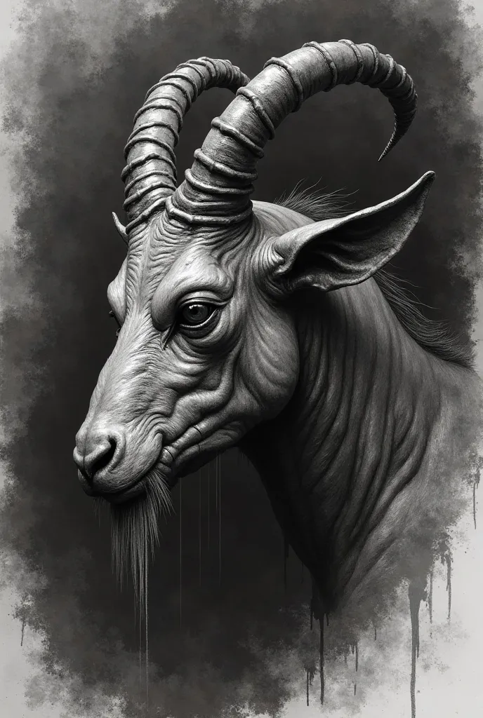 Bouc dark dessin realiste corne tête de bouc dark de profil